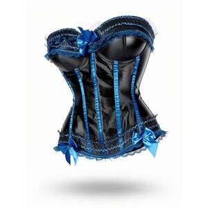 Women Corset Bustier Satin Lace Bow Corset Lingerie Plus Size Fairy Princess...